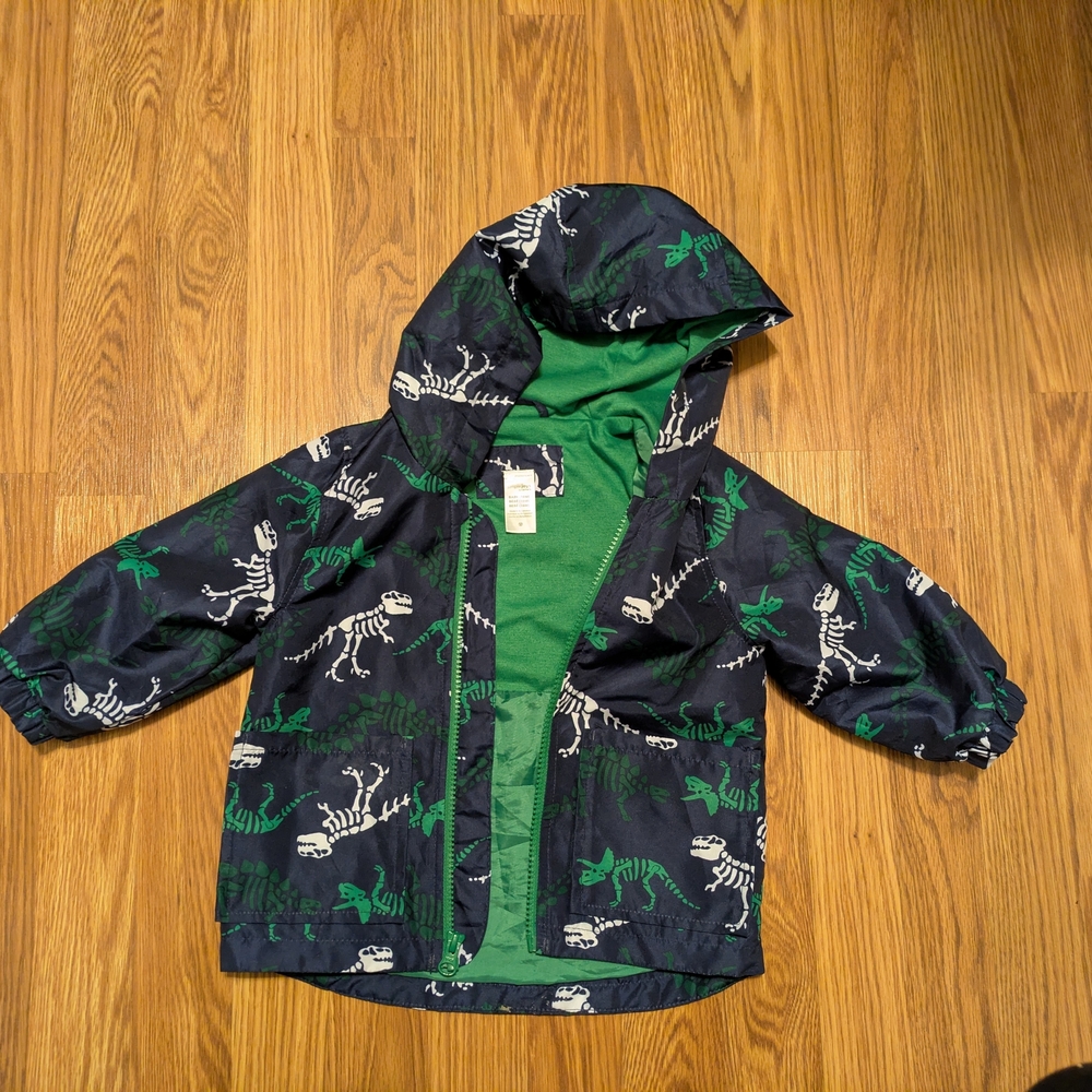 Kids Dinosaur Print Hooded Rain Coat